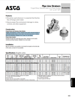 PIPE LINE STRAINERS: FORGED BRASS, STAINLESS STEEL, AND PLASTIC BODIES [1/8